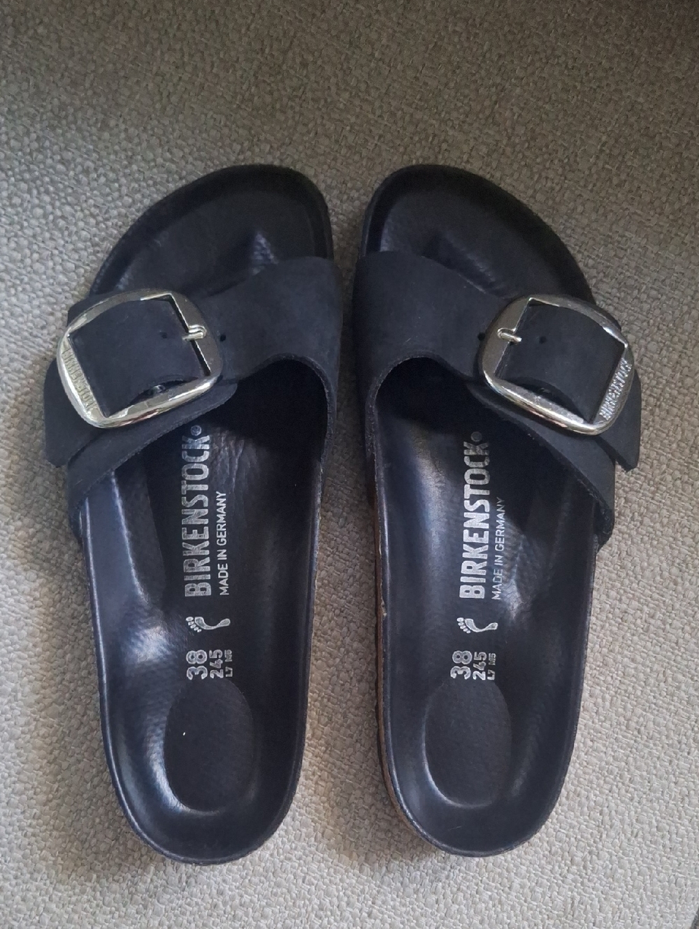 Birkenstock Black Single Buckle Slide Sandals